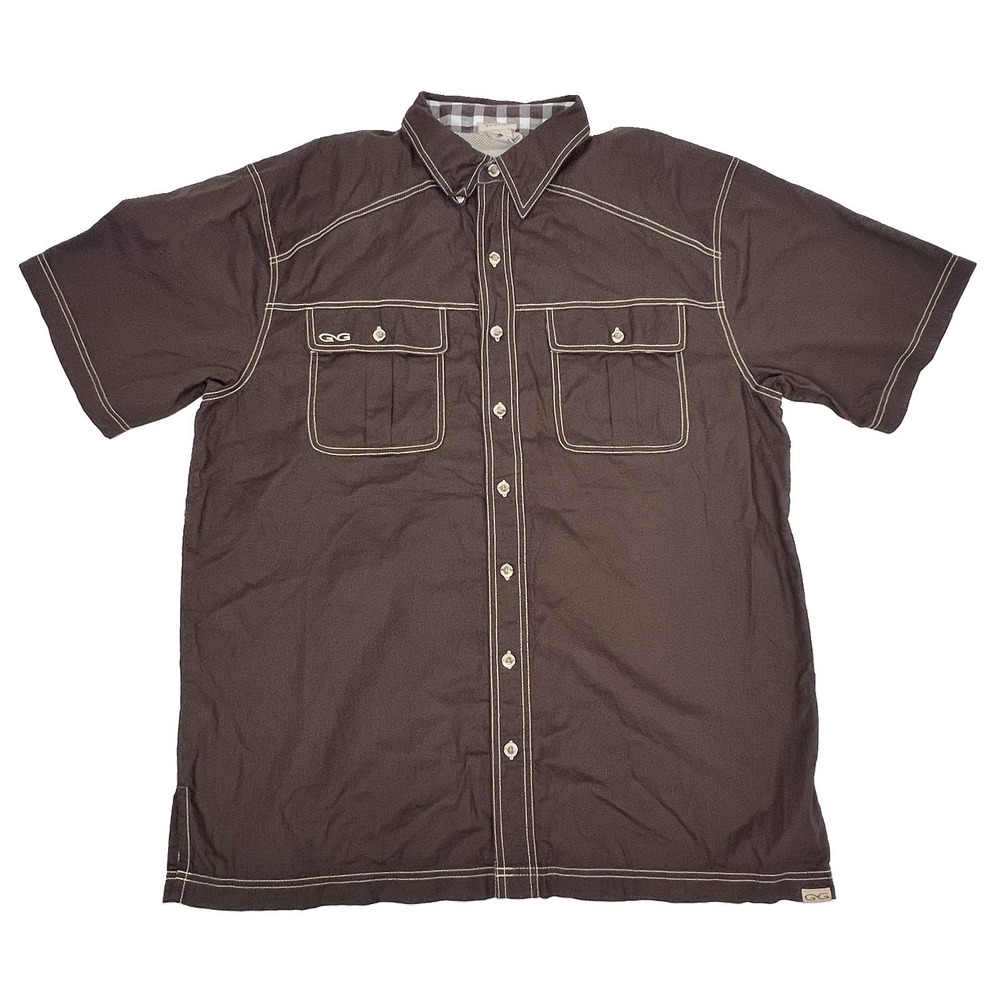 GameGuard Luckenbach Texas Brown Vented Fishing Shirt Men's L Breathable Outdoor